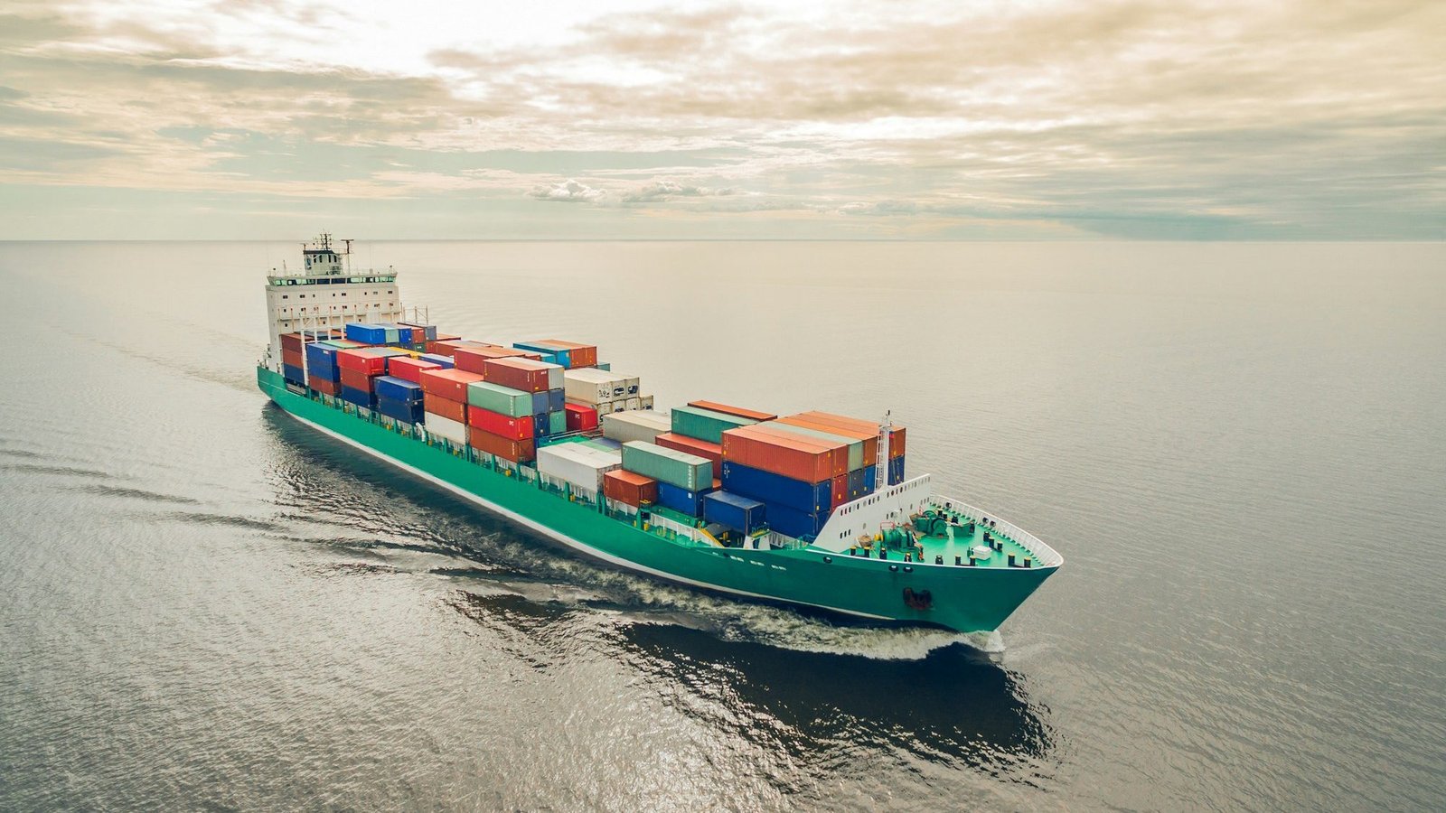 Container ship sailing in sea